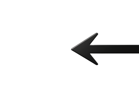 Black leftward arrow icon isolated on a transparent background. Simple and minimalistic design for navigation and direction purposes. png