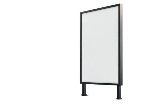 Blank vertical billboard with a simple black frame on a transparent background. perfect for advertising or custom design. Isolated cutout design. png