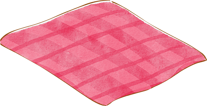 A soft pink plaid blanket neatly folded, perfect for a cozy day, hand-drawn watercolor painting illustration png