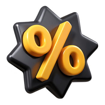 Accounting percentage symbolizing discount 3d icon. Design element for fintech app png