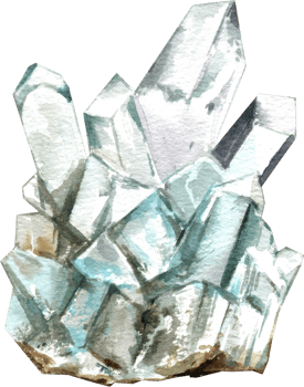Calcite Gemstones, watercolor painting hand-drawn illustration png