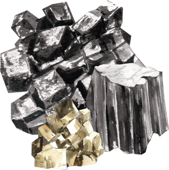 Black Amethyst,Black Tourmaline, gemstones watercolor painting hand-drawn illustration png