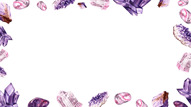 Amethyst Crystal, Amethyst, Gemstones, horizontal frame, watercolor painting hand-drawn png