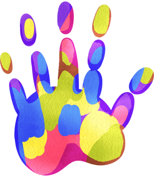 Childs artwork with handprint, hand-drawn digital painting watercolor illustration png