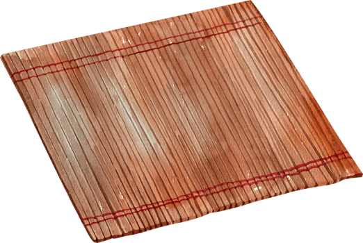 maki, sushii rolling pin, wooden tray, japanese bamboo, hand-drawn watercolor painting illustration png
