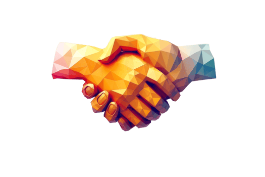 Low poly art of a colorful handshake representing partnership, agreement, and collaboration on an isolated transparent background. png