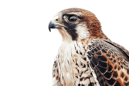 Detailed close up of a majestic bird of prey with sharp eyes and intricate feather patterns depicts the beauty and power of wildlife. png