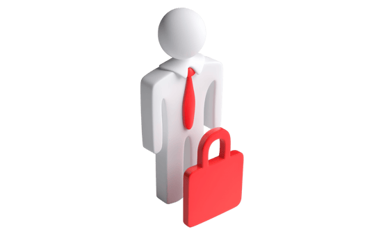 3D render of a business person icon with red tie and briefcase, symbolizing professionalism, corporate identity, and business concepts. png