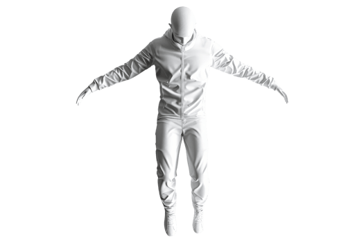 Futuristic white full-body suit with hood, isolated on a clean background, showcasing modern design and advanced material technology. png