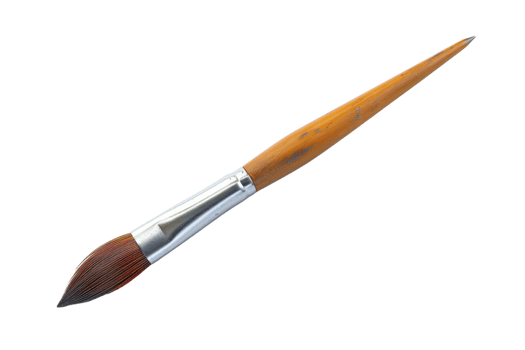 Professional paintbrush on transparent background. close-up of an artist's tool with wooden handle and bristles, ideal for painting and drawing projects. png
