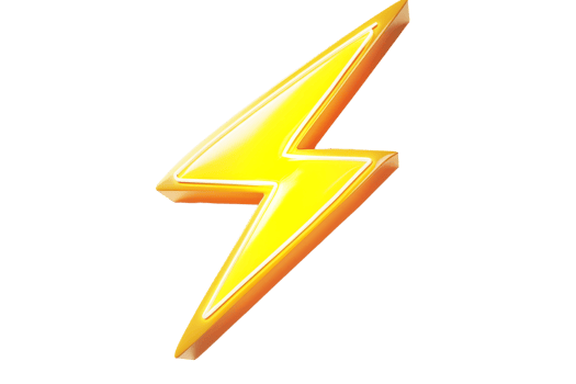 Bright yellow lightning bolt icon against a transparent background. symbolizing energy, power, and electricity. Perfect for graphic design and illustrations. png