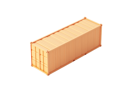 Isometric view of an orange shipping container. Suitable for transport, storage, logistics, and business use. png