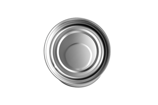 Top view of an empty metal can with a circular design, isolated on a transparent background. Perfect for packaging, recycling, or industry-related themes. png
