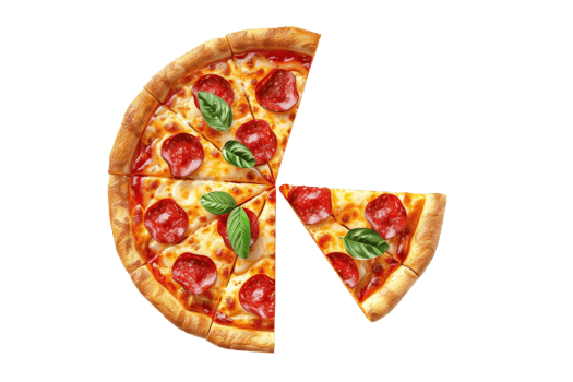 A delicious pepperoni pizza with a slice removed, showcasing melted cheese, fresh basil, and crispy crust. Perfect for food lovers. png