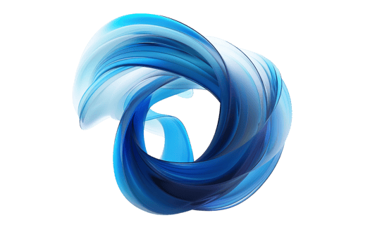 Abstract blue swirl design on transparent background. representing fluidity and motion. Ideal for graphic design, tech, and artistic projects. png