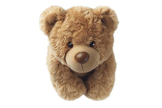 Adorable brown teddy bear plush toy with cute expression and soft fur. Perfect for children, gifts, and cozy decorations. png