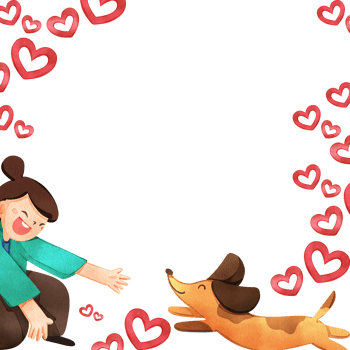 A dog is jumping towards a woman to hug the dog, dog lover, hand-drawn watercolor painting frame png
