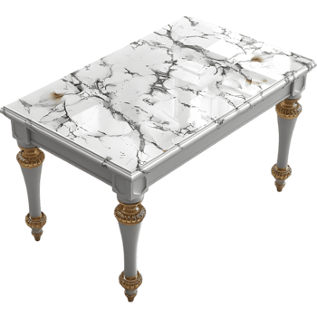 A marble table with gold legs and a white marble top png