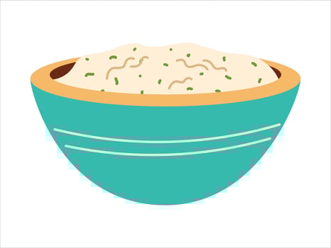 Bowl or plate with white yogurt sauce. Traditional Turkish food haydari or tzatziki. isolated on white flat illustration. vector