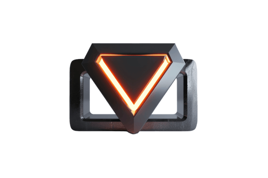 Modern 3D geometric icon with glowing neon triangle and sleek design, perfect for technology and digital themes. png