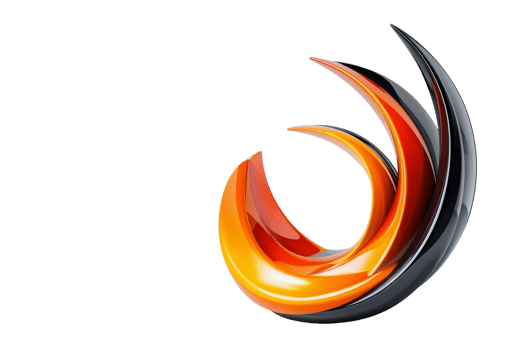 Modern, abstract logo design in dynamic orange, red, and black colors. Ideal for branding, business, or technology-focused projects. png