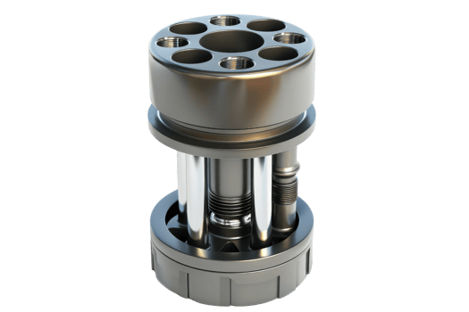 High-quality 3D model of a mechanical component featuring detailed metal textures and precise geometric design, perfect for engineering projects. png