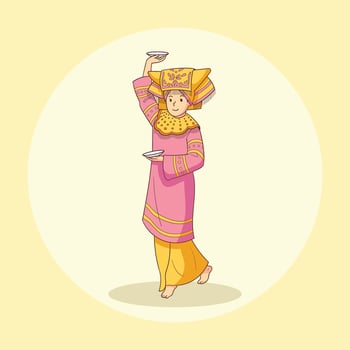 hand drawn traditional piring dance vector