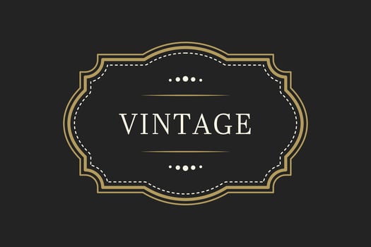 Elegant vintage retro frame on black background, with patterns, with text . illustration vector