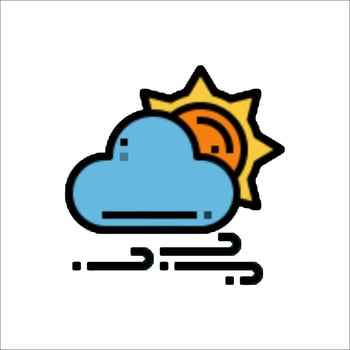 A weather icon with a sun and cloud vector