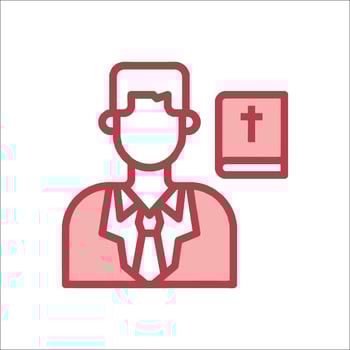 A man in a suit holding a bible and a cross vector