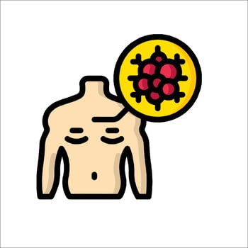 A man with a red virus on his chest vector