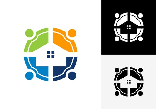 House home people human teamwork family logo icon illustration. vector