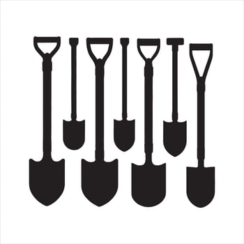 Shovel silhouette on white background vector