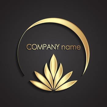 3d gold floral ornament in circle beautiful logo design vector