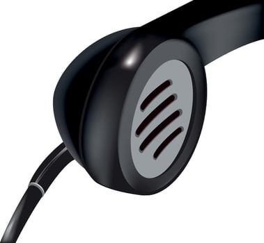 Headset microphone broadcasting audio on white background vector