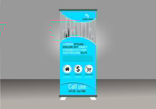 Roll Up banner design, green and white banner pro vector