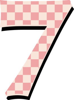 a pink and white checkered number seven png