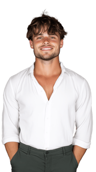 Smiling young man in white shirt on transparent background png