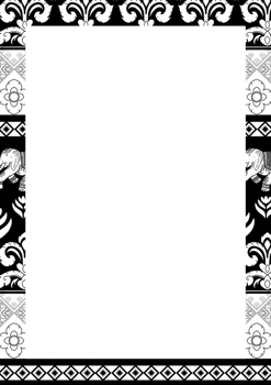 ertical frame of elephant and Thai pattern in Thai line art style png