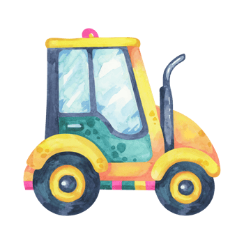 Tractor in green and yellow colors, cartoon style car. Construction site vehicle or farmhouse transport , ideal for farm-themed designs, children's clothes, or agricultural educational content png