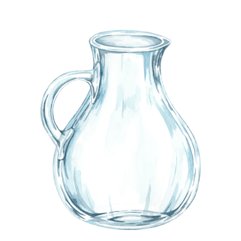 Transparent glass pitcher. Jug watercolor clipart suitable for kitchen-themed designs, branding for drinkware, or food-related content. Perfect for decorating menus, blogs, or social media posts png