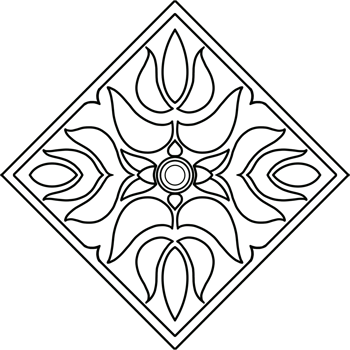 Thai Floral and Leaf Pattern in Square Fram Hand Drawn Illustration png