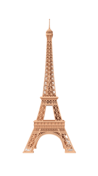 Eiffel Tower miniature replica in bronze tone on transparent background png
