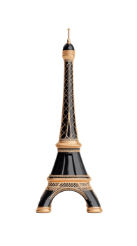 Eiffel Tower small black and gold replica on transparent background png