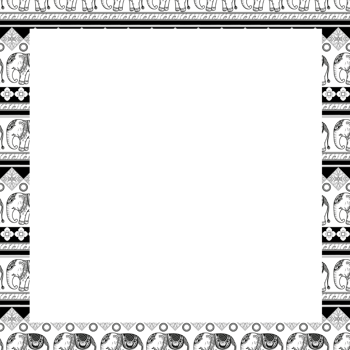 Square frame of elephant pattern in Thai line art style png