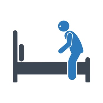 Tired man going to bed icon vector