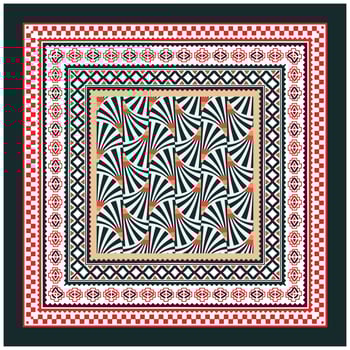 A geometric design showcasing a square pattern in vibrant red and deep black hues, emphasizing contrast and symmetry. vector