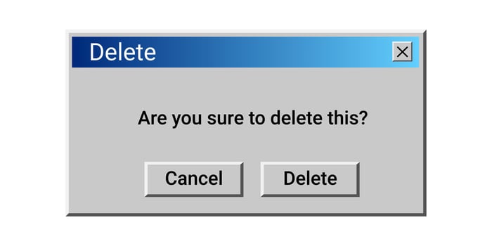 Old delete message on screen. Notification about digital trash. vector