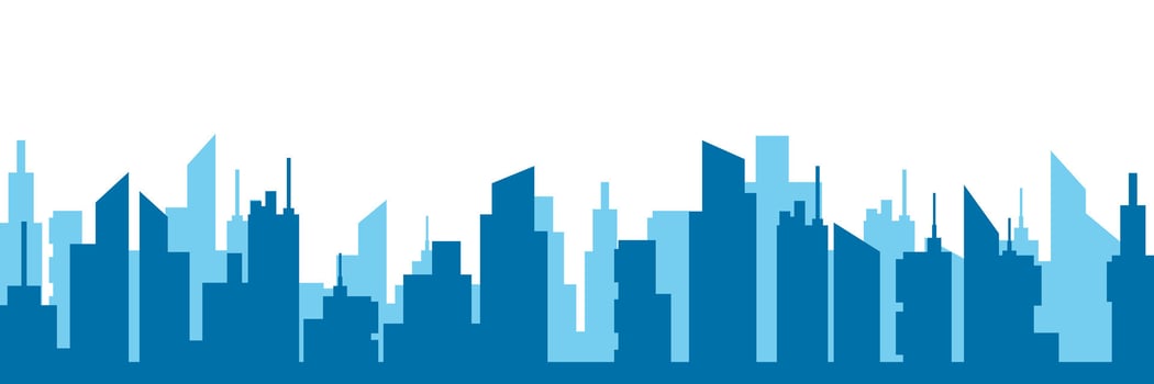 Blue cityscape background. City buildings Monochrome urban landscape vector