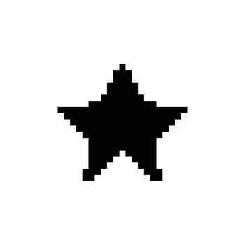 Black pixel star. Design element with jagged 8bit edges vector